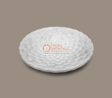 White Marble Fruit Storage Bowl Handmade Decorative Art Collectible Kitchen Deco