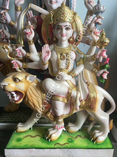 Mata Rani Marble Goddess Durga Maa Statue 36" Tall Religious Hinduism Gift E1432