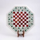 White Marble Chess Inlaid Set with Wooden Stand Multi Stone Mosaic Arts Gift Her White Marble Chess Inlaid Set with Wooden Stand Multi Stone Mosaic Arts Gift Her
