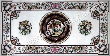 5'x3' White Marble Dining Hallway Table Top Bird Marquetry Inlay Art Decor H3419