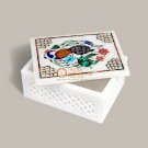 White Marble Handmade Jewelry Storage Box Peacock Semi Precious Inlay Arts Decor