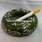 4" Marble Cigarette Holder Ashtray Hand Carved Floral Work Men Gift Decor H4312