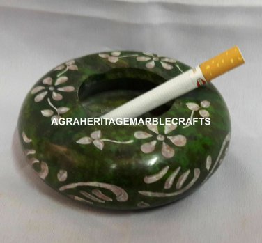4" Marble Cigarette Holder Ashtray Hand Carved Floral Work Men Gift Decor H4312