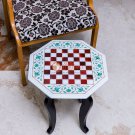 Marble White Handmade Decorative Chess Set With Wooden Stand Mosaic Stone Decor Marble White Handmade Decorative Chess Set With Wooden Stand Mosaic Stone Decor