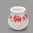 Marble White Handmade Flower Arrangement Vase Carnelian Elephant Design Decor