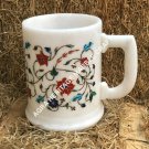 White Marble Wine Glass Cup Multi Inlay Floral Arts Gift Home Decorative E1224 White Marble Wine Glass Cup Multi Inlay Floral Arts Gift Home Decorative E1224