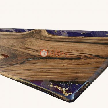 Epoxy Handmade Resin Custom Center Table Top, Live Edge Table Slab Office Decor