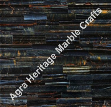 Marble Black Tiger Eye Semi Precious Coffee Dining Table Top Unique Pattern Arts