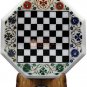 Chess Set White Marble Handmade Chess Set With Chess Pieces Multi Stone Art Deco