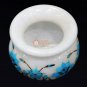 Marble White Flower Storage Vase Turquoise Inlaid Marquetry Floral Design Decor