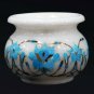 Marble White Flower Storage Vase Turquoise Inlaid Marquetry Floral Design Decor