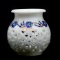 Marble White Flower Organizer Vase Lapis Inlaid Marquetry Floral Art Gifts Her