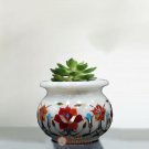 White Marble Decorative Pot Semi Precious Stones Inlaid Flower Vase for Gift Him
