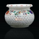 Indian Handicraft Flower Vase Inlaid with Semi Precious Stones Unique Design Art