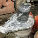 14" Shiva Lingam Shivling Black Marble Handmade Hinduism Worship Idol Deco E1159
