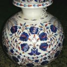 16" White Marble Flower Center Pot Lapis Lazuli Inlay Floral Hallway Decor H3468 16" White Marble Flower Center Pot Lapis Lazuli Inlay Floral Hallway Decor H3468