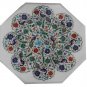 24" White Marble Mosaic Dining Coffee Table Top Peacock Parrot Hallway Decor Art