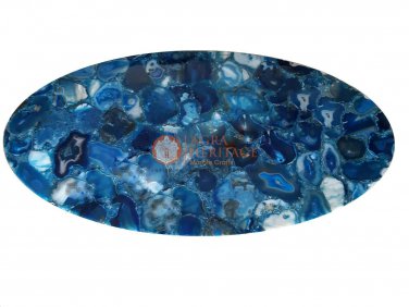 Blue Agate Lazy Susan Side Raturent Table Top Stone Home & Patio Decor Gifts Her