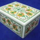 4"x3"x2" Marble Jewelry Trinket Box Hakik Malachite Floral Inlay Decor Gifts