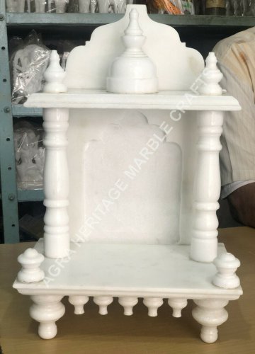 14"x9" White Marble Pooja Ghar Temple Handmade Home Mandir Gift Decor E1465