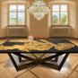 Black River Dining Table Top, Office Desk, Live Edge Epoxy Table, Walnut Decor
