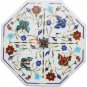 8"x8" Marble White Wall Decor Tile Multi Stone Butterfly Inlay Art Outdoor Decor