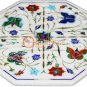 8"x8" Marble White Wall Decor Tile Multi Stone Butterfly Inlay Art Outdoor Decor