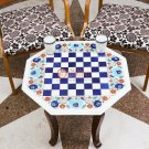 White Marble Top Chess Set Inlaid Marqutery Floral Design Chess Top Table Decor White Marble Top Chess Set Inlaid Marqutery Floral Design Chess Top Table Decor