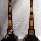 12" Pair of Black Marble Obelisks Italian Specimen Pietra Dure Marquetry E517 12" Pair of Black Marble Obelisks Italian Specimen Pietra Dure Marquetry E517
