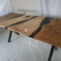 Wooden Handmade Black Resin River Dining Center Table Top Luxury Interior Decor