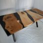 Wooden Handmade Black Resin River Dining Center Table Top Luxury Interior Decor