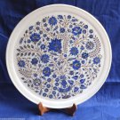 14" White Marble Plate Lapis Lazuli Inlay Pietra Dura Floral Home Decor Gifts