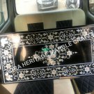 4'x2' Black Marble Coffee Table Top Mother of Pearl Elephant Design Christmas