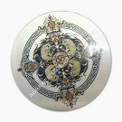 36" White Round Marble Dining Table Top Scagliola Inlay Design Garden Decor E886 36" White Round Marble Dining Table Top Scagliola Inlay Design Garden Decor E886