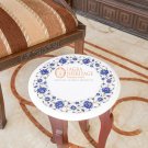 13" Marble White Ascent Top Table With Stand Lapis Inlaid Floral Fine Art Decor 13" Marble White Ascent Top Table With Stand Lapis Inlaid Floral Fine Art Decor