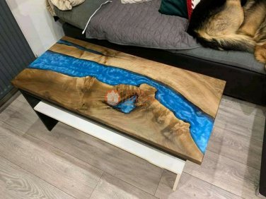 Made to Order Custom Deep Sea Blue River Epoxy Custom Dining Center Table Top