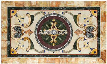 Marble Big Dining Table Top Antique Inlay Design Hallway Furniutre Decor H3881