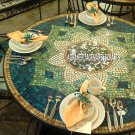 Marble Big Round Dining Table Top Mosaic Gemstone Inlay Design Patio Decor H3972