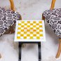 White Marble Handmade Top Chess Set Mosaic Yellow Inlay Art Play Room Decor Gift