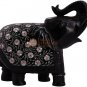10" Black Collectible Elephant Statue Mop Inlay Fine Floral Art Veterans Gifts