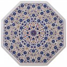 16" White Marble Coffee Lapis Lazuli Table Top Mosaic Hallway Home Decor Arts