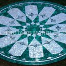 18" Round Marble Coffee Table Top Malachite Random Seashell Inlay Decor H4753