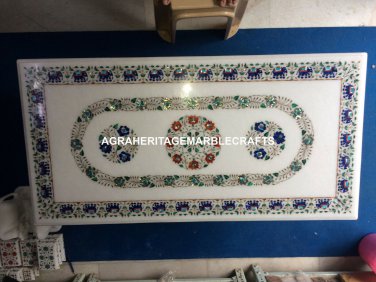 4'x2' Marble Dining Table With Stand Malachite Inlay Special Halloween Art H3165