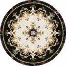 48" Italian Marble Black Marble Round Dining Table Top Mosaic Inlay Decor H4994A