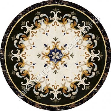 48" Italian Marble Black Marble Round Dining Table Top Mosaic Inlay Decor H4994A
