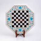 Marble White Handmade Chess Set Top Table With Stand Multi Stone Floral Art Deco Marble White Handmade Chess Set Top Table With Stand Multi Stone Floral Art Deco