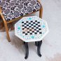 Marble White Handmade Chess Set Top Table With Stand Multi Stone Floral Art Deco