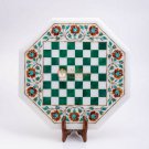 White Handmade Chess Indoor Game With Wooden Stand Malachite Inlaid Mosaic Arts