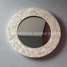 12" White Mother of Pearl Round Wooden Mirror Precious Inlaid Hallway Decor E324 12" White Mother of Pearl Round Wooden Mirror Precious Inlaid Hallway Decor E324