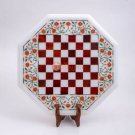 Marble White Handmade Chess Set Indoor Game Decorative Multi Stone Art Game Top